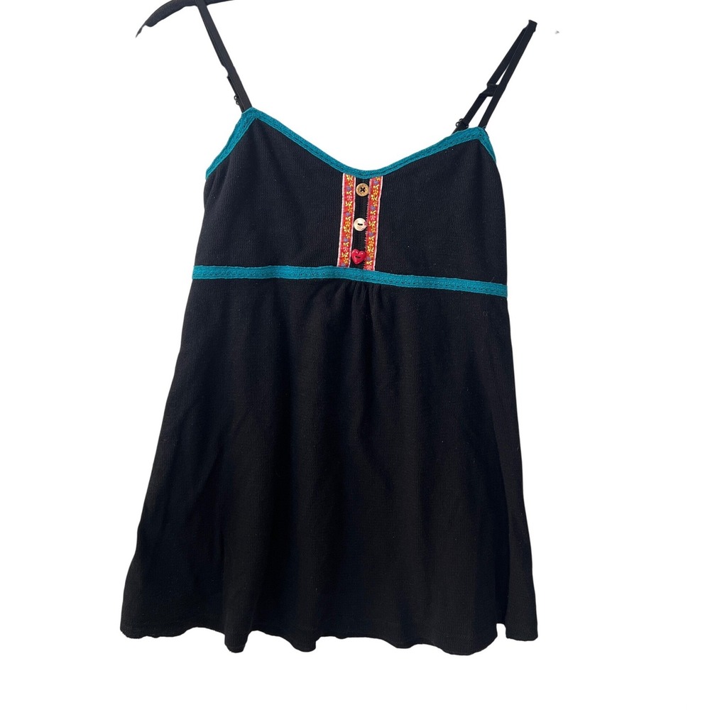 Delias Y2K Vintage Black Tank Top Babydoll Indie Goth Skater Girl Sm Grunge Twee